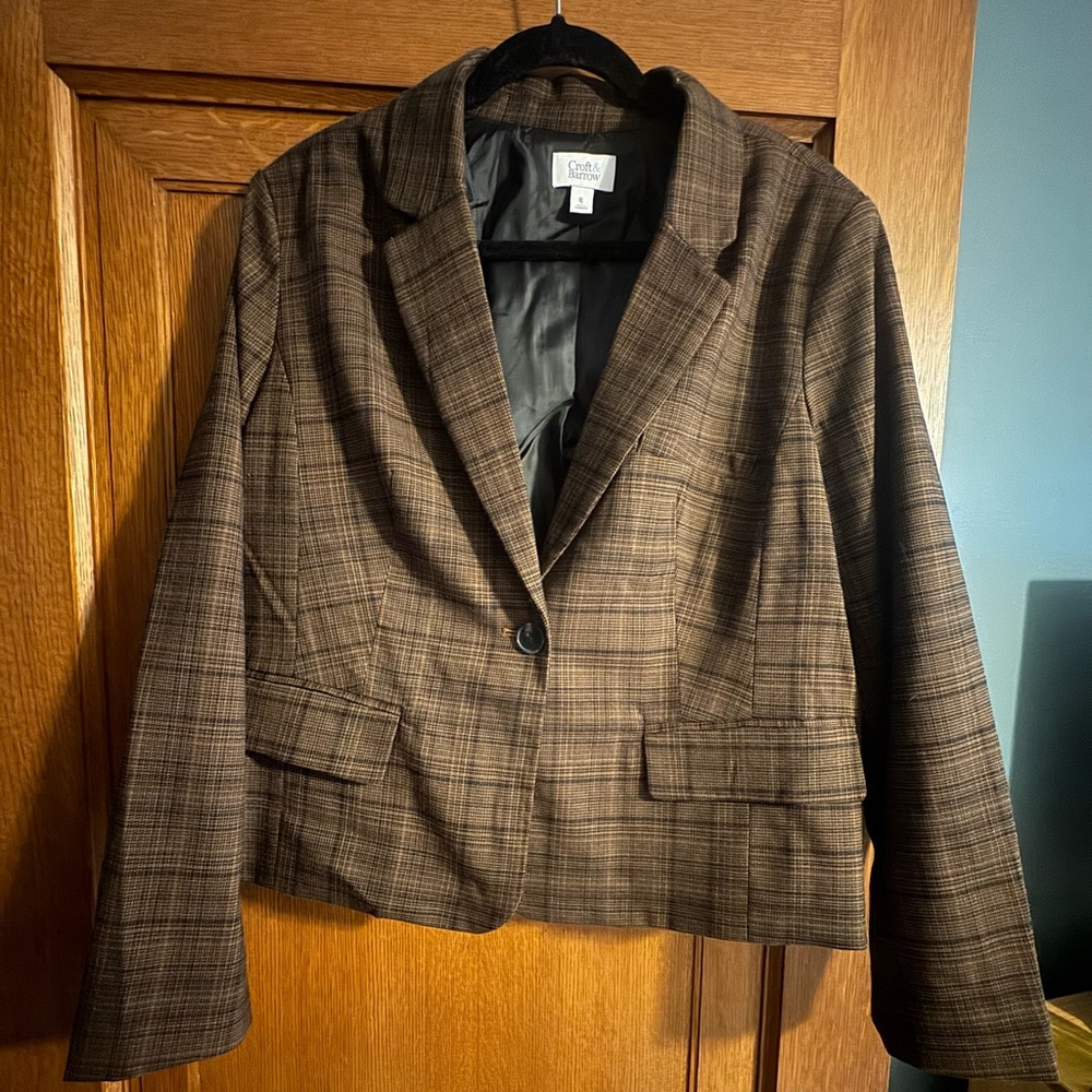 Croft & Barrow Brown Checkered Women's Blazer